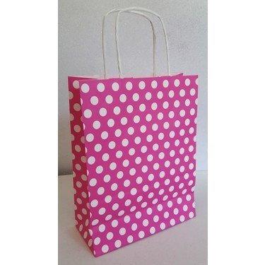 POŞET ÇANTA KRAFT PUANTİYELİ 18*8*24 cm FUŞYA